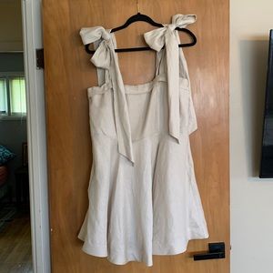 Dissh Aisle Pearl Linen Bow Mini Dress